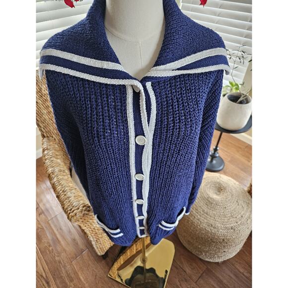 J. Crew Textured Sailor Sweater Women's Size XL Relaxed Nautical Saint-Tropez - Picture 2 of 10